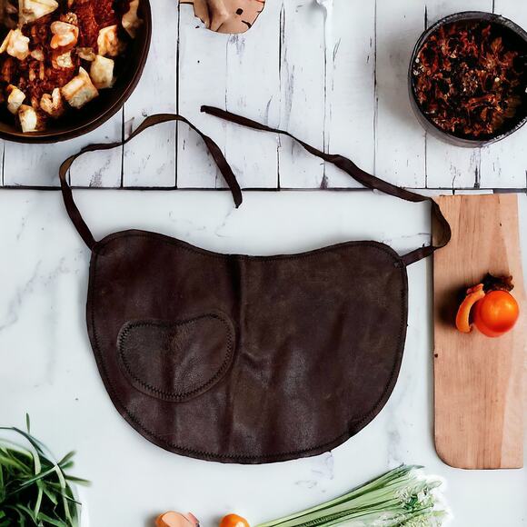 Handmade Brown Leather Half Apron Waist Work Utility Workshop Artisan Server - Picture 13 of 13